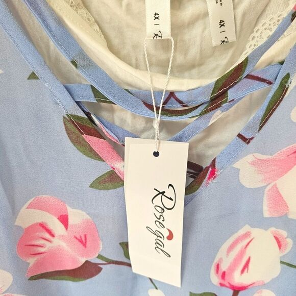 ROSE GAL Plus Size 3Piece Tank Tops Floral White Lace short Set. SIZE 22 - Picture 14 of 16